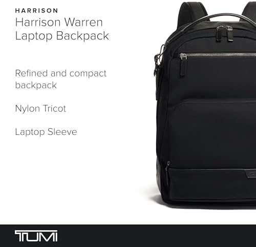 TUMI Harrison Warren Backpack, 15-Inch Laptop Backpack, Black Bombe