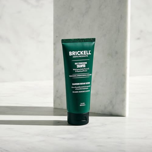 Brickell Men's Products Daily Strengthening Shampoo for Men, Mint & Tea Tree Oil To Soothe Dry and Itchy Scalp, Sulfate Free and Paraben Free, With Pro-Vitamin B5 & Hydrolyzed Protein, 8oz, Scented