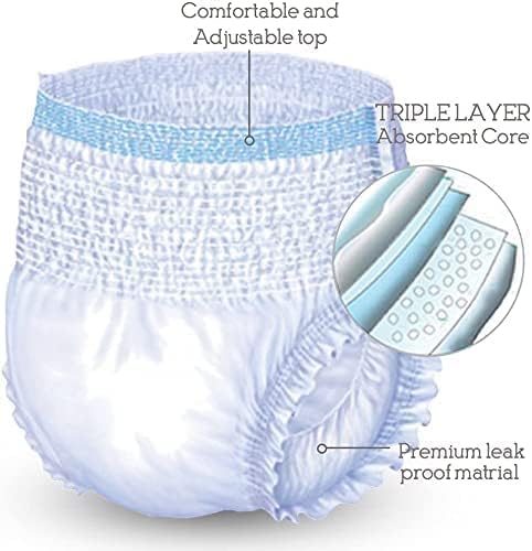 Unique Wellness-Absorbent Underwear (Pull-Ups) Size Medium (19"–30" Waist) 16 Count, Made in USA