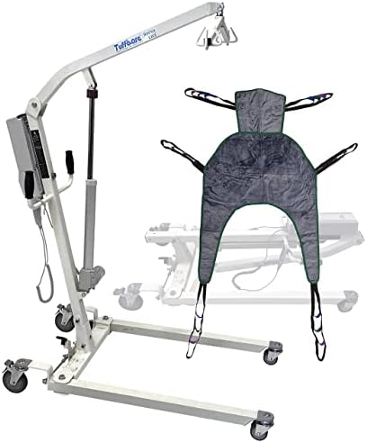 Electric Patient Lift - Rhino Lift with Manual Low Base - with Universal Divided Leg Sling(Large), 450 lb. Weight Capacity.