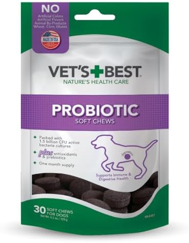 Vet's Best Probiotic Soft Chews for Dogs, Digestive Aid, 30 Day Supply | Probiotic Soft Chews, Supports Digestive Health & Healthy Gut Flora, Daily Supplement for Dogs, 30 Day Supply