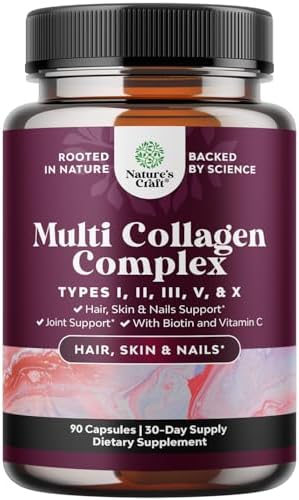 Advanced Multi Collagen Complex - Ageless Multi Collagen Peptides Supplements with Type 1 2 3 5 & X & Biotin for Hair