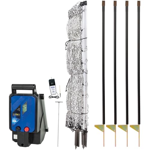 Premier 1 PoultryNet® Plus, Starter Kit for Chickens – 48"H x 100'L | White/black. Includes solar energizer, support posts & tester. Double spike