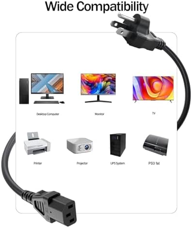 Superer 3 Prong AC Power Cord Cable Fit for Sony PlayStation PS3 First Generation(Fat), Xbox 360 1st Generation(Fat) Replacement