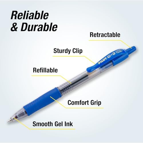 PILOT G2 Premium Rolling Ball Gel Pens, 1.0 mm, Black Ink, 4-Pack
