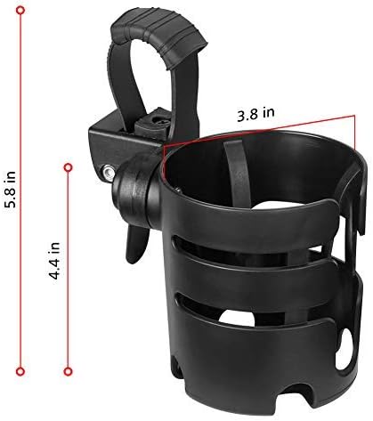 Accmor Stroller Cup Holder with Adjustable Strap, 360 Degree Rotatable Universal Cup Holder for Uppababy, Nuna, Doona Stroller