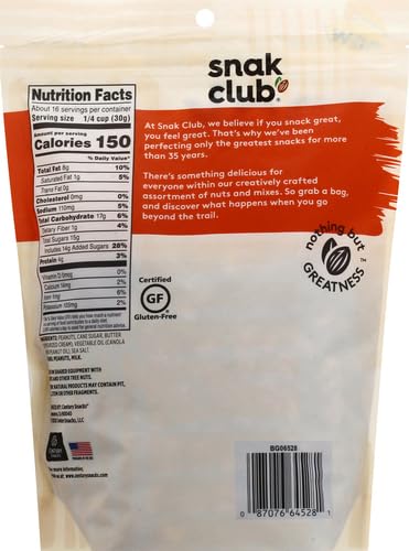 Snak Club Toffee Peanuts, Candied Peanuts with Praline Coat and Sweet Cream, Gluten-Free and Kosher Snack, 17 oz Resealable Bag