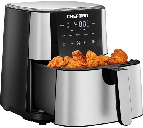 Chefman Air Fryer 8 Qt | TurboFry® 4-in-1 with 450°F Hi-Fry Option for Crispier Results | Bake, Dehydrate