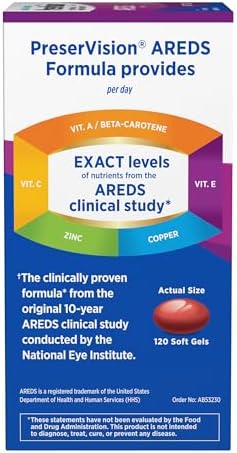 PreserVision AREDS Eye Vitamins, #1 Eye Doctor Recommended Brand, Multivitamin with Copper, Vitamin A, C & E, Zinc Supplements, 120 Softgels