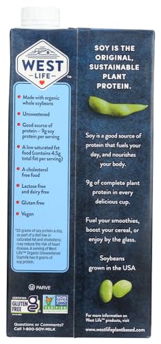 Westsoy Soymilk Unsweetened Organic, Gluten Free, 32-ounce box (pack of 2)