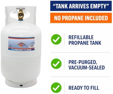 Flame King 10LB Steel Propane Tank Cylinder with Type 1 Overflow Protection Device Valve, Great for Camping, Fire Pits, Heaters, Grills, Overlanding