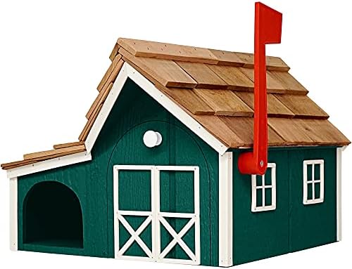 Amish Barnstyle Mailbox Combo (Hunter Green White)