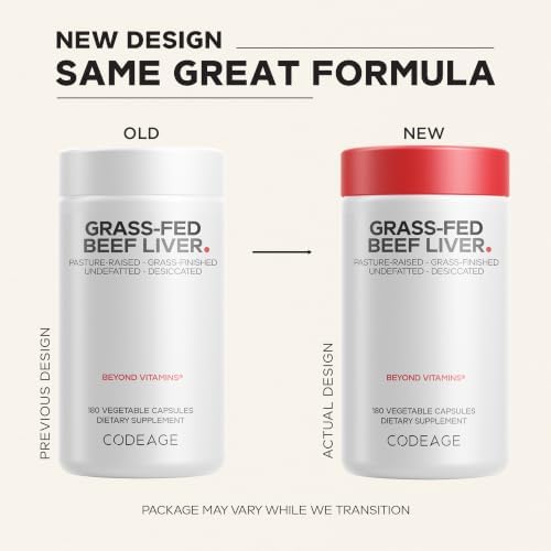 Codeage Beef Liver, Grass-Fed, Freeze Dried, Desiccated, 180 Capsules | Grass-fed, freeze-dried