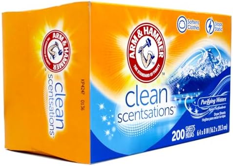 Arm & Hammer Fabric Softener Sheets, Purifying Waters, 200 ct