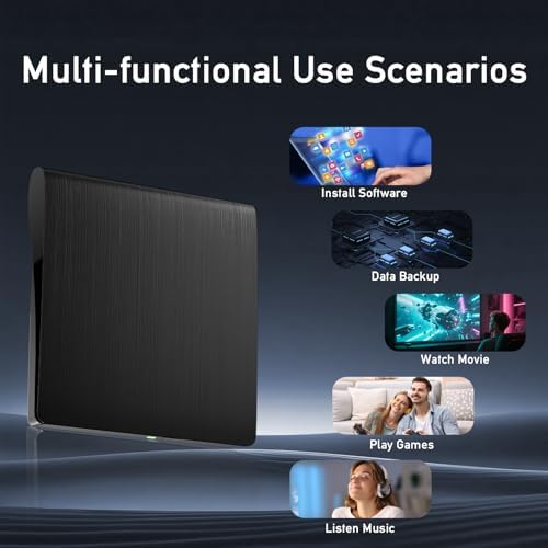 wintale Blu Ray Burner External, USB 3.0 & Type-C External Blu-ray Drives | External Blu Ray Drive for PC True Plug-and-play Experience