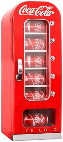 Coca-Cola AC/DC Retro Vending Electric Cooler with 10 Can Capacity - Beverage Vending Machine with Thermoelectric Cooling and Tall Window Display