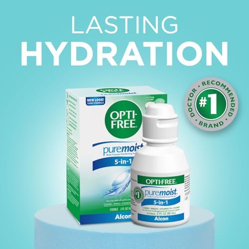 Opti-Free Puremoist Multi-Purpose Contact Lens Cleaning and Disinfecting Solution with Lens Case, 2 Fl Oz (Pack of 1)