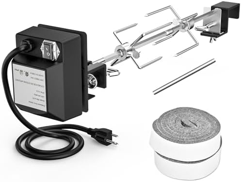 Skyflame Stainless Steel Rotisserie Kit with Heavy Duty Motor