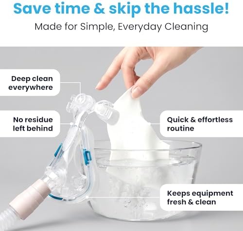 PAPMD CPAP Dissolvable Cleaning Sheets Pro, Light-Moderate Buildup | 30 PCS | Unscented & Dissolvable CPAP cleaning supplies for mask, hose & chamber. Unscented soak & rinse — no scrubbing, no residue.