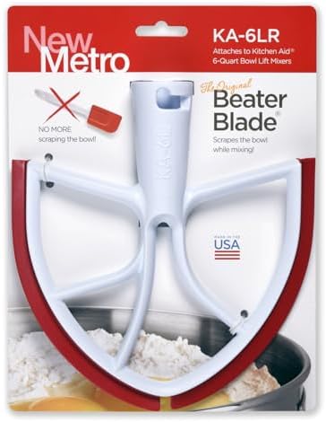 New Metro KA-6LR Original Beater Blade Works w/ Most KitchenAid 6 or 7 Qt Bowl-Lift Stand Mixers, Red