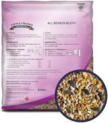 Armstrong Wild Bird Food All Season Bird Seed Blend, 40 Pounds - with Cut Corn, Wheat, White & Red Millet, Black Oil Sunflower Seeds for Blue Jays