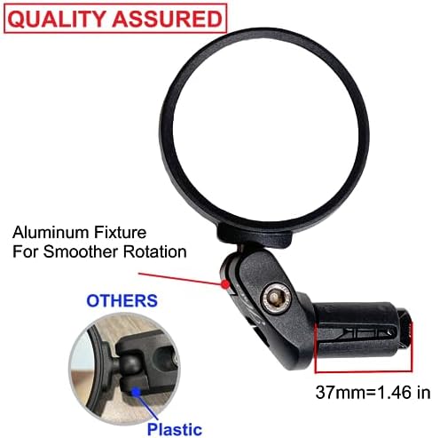 Hafny Bike Mirror, Bike Bar End Mirror, Unbreakable Stainless Steel Lens, Safe Adjustable Rearview Mirror, Cycle, E-bike, HF-MR083/HF-M851-FR03 (Black 62mm Dia)