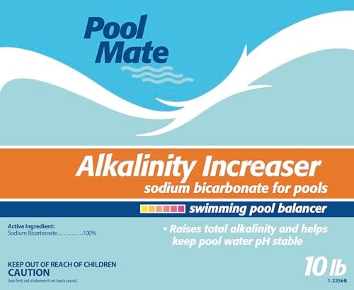 Pool Mate 10-Pounds Premium Alkalinity Increaser for Swimming Pools | 100% Sodium Bicarbonate, Alkalinity Up, Easy To Use, Works Fast, 11 ounces raises alkalinity 10 ppm per 5,000 gallons