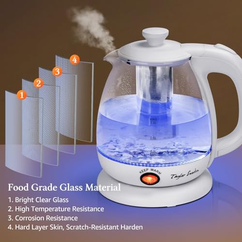 Taylor Swoden Electric Kettle with Tea Infuser, 1L Small Electric Tea Kettle with Keep Warm, LED Light Hot Water Boiler & Heater for Coffee & Teas