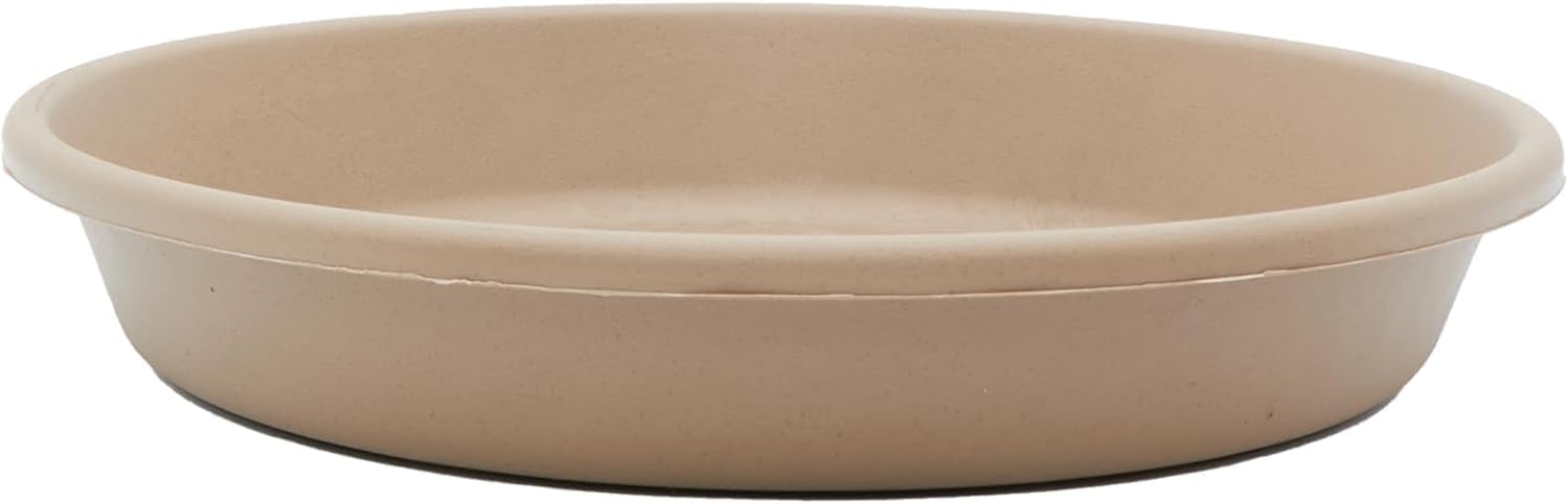 The HC Companies 14 Inch Round Plastic Classic Plant Saucer - Indoor Outdoor Plant Trays for Pots - 14"x14"x2.5" Sandstone