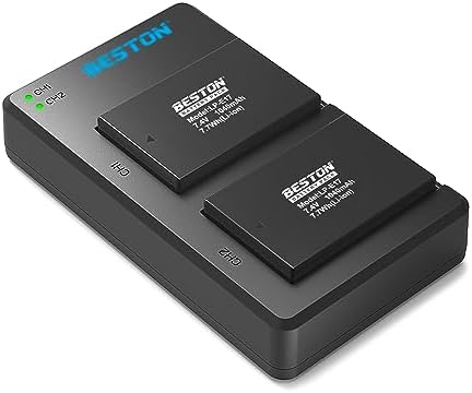 BESTON 2-Pack LP-E17 Battery and Charging Base for Canon EOS R50 R100 RP R10 R8, Rebel T8i, T7i, T6i, T6s, SL2, SL3, Powershot V1, EOS M3, M5
