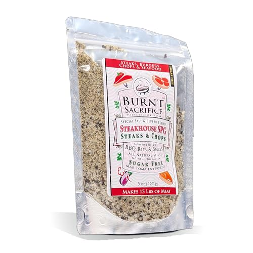 Burnt Sacrifice Steakhouse SPG Rub for Steaks and Prime Rib- (8 Ounce, Makes 40 Pounds) Ultimate SPG Seasoning (Salt Pepper, Garlic)