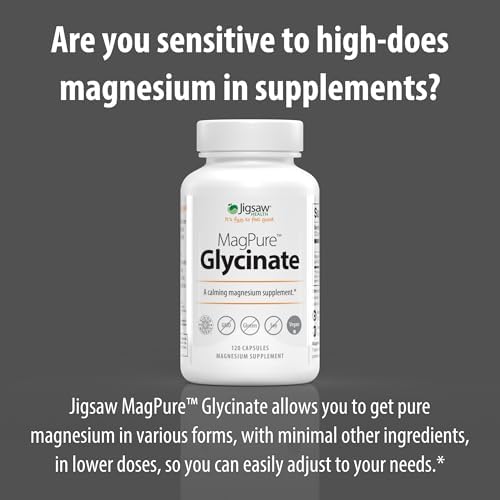 Jigsaw Health MagPure Glycinate | Premium Magnesium Glycinate Capsules | 120 Servings