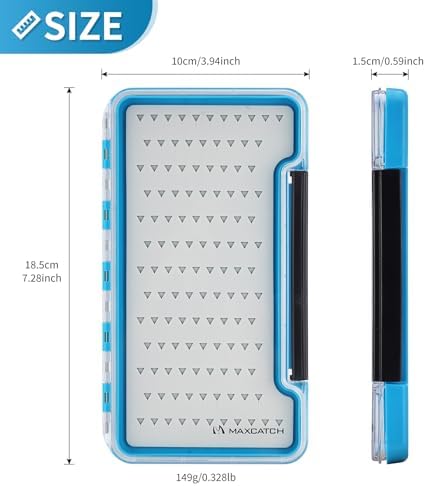 M MAXIMUMCATCH Maxcatch 3-PACK Fly Fishing Boxes Set, Super Slim Design, Waterproof Flies Storage Case with Silicone Insert, Blue