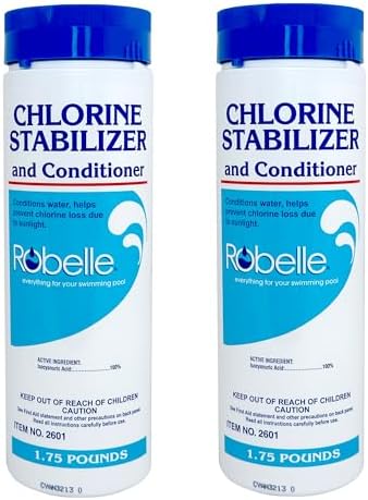 Robelle 1.75-Pound Chlorine Stabilizer and Conditioner, Made in USA | Concentrated Cyanuric Acid for Pools, Pool Stabilizer, Helps Chlorine Last Longer, 6 oz raises CYA 10 ppm per 5,000 gallons