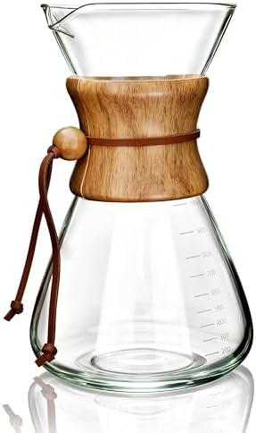 AGOGO Pour Over Coffee Maker Set, 34oz Classic Style, 304 Stainless Filter | Barista kit for home kitchen, Cafe, Camping & Office; 20oz-40oz Classic, Slim, Diamond styles; Includes brush & towel.