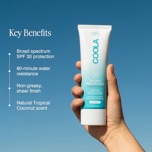 COOLA Organic Mineral Sunscreen & Sunblock Body Lotion, Skin Care for Daily Protection, Broad Spectrum SPF 30, Tropical Coconut