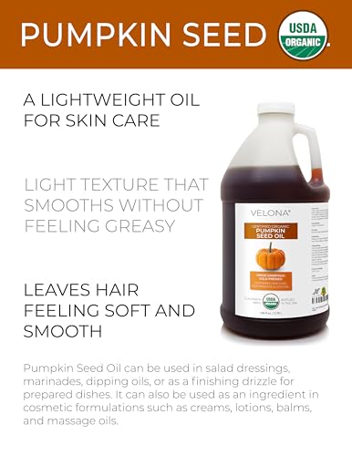 velona USDA Organic Pumpkin Seed Oil - 1 Gallon / 128 fl oz, Cold Pressed