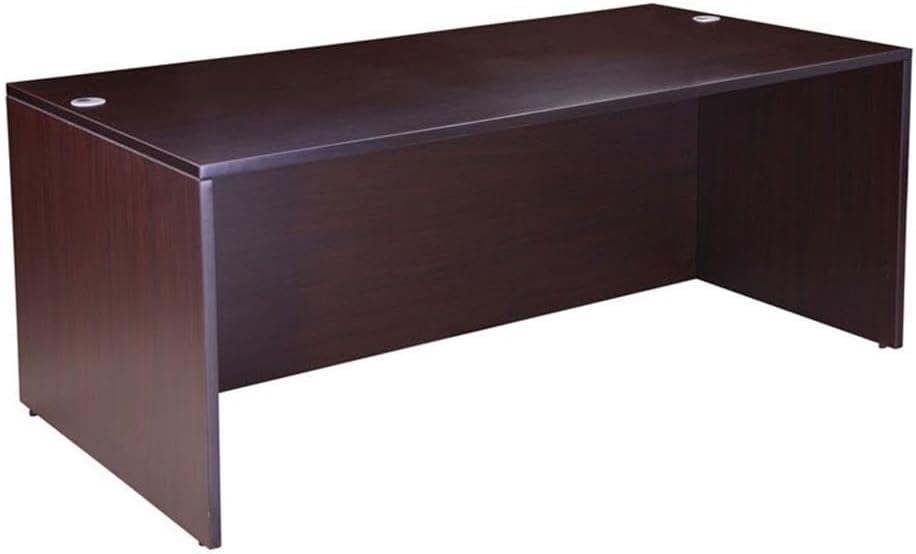 Boss Office Products Holland 71" Executive U-Shape Desk with Lateral File and Hutch, Mocha