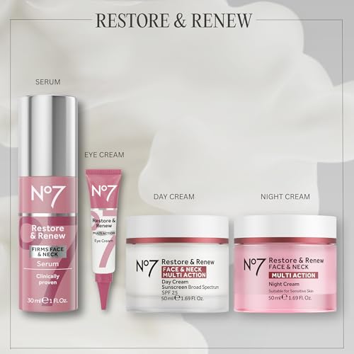No7 Restore & Renew Multi Action Eye Cream - Skin Renewing Under Eye Cream for Puffiness & Dark Circles - Moisturizing Formula for Wrinkles (15ml)