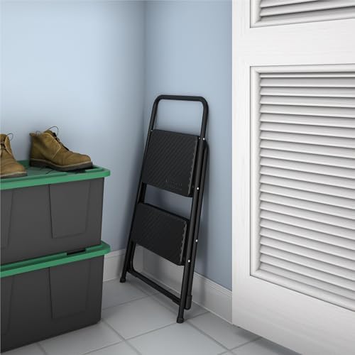 Cosco Lightweight Two Step House Step Stool for Easy Reaching and Cleaning - Non-Marring Leg Tips, Slip Resistant Steps, Stable Rear Leg Support