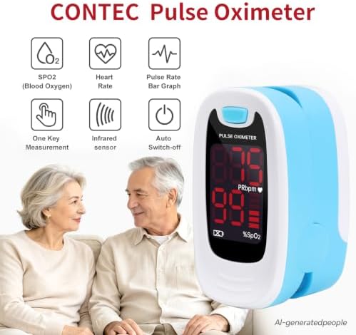 CONTEC LED CMS50M Pulse Oximeter,SpO2 and PR Value Waveform Blood Oxygen, Neck/Wrist Cord