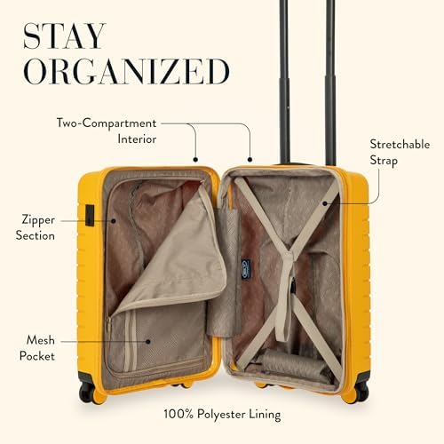Bric's B|Y Ulisse Checked Luggage with Spinner Wheels – Expandable Lightweighted Hard Shell Suitcase, TSA Combination Lock - Removeable Wash Bag Included - 30 Inch, Mango
