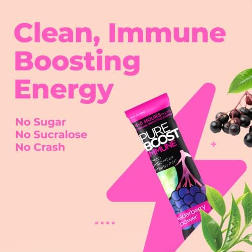 Pureboost Sugar-Free Immune Clean Energy Booster Drink Mix, Combo Pack 30ct