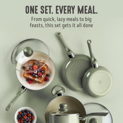GreenLife 16 Piece Ceramic Nonstick Pots & Pans Cookware Set, Turquoise | PFAS-Free Ceramic Nonstick, Stockpot, Frying Pans, Saucepans, Sauté Pan, Stay-Cool Handles, Dishwasher & Oven Safe up to 350F