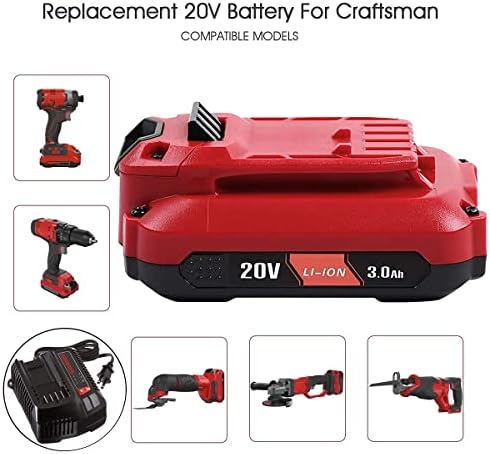 TenHutt 【Uprade】 2 Pack 20V 3.0Ah Replacement Battery for Craftsman 20V Battery V20 Lithium ion CMCB205 CMCB204 CMCB206 CMCB202 CMCB201 20V