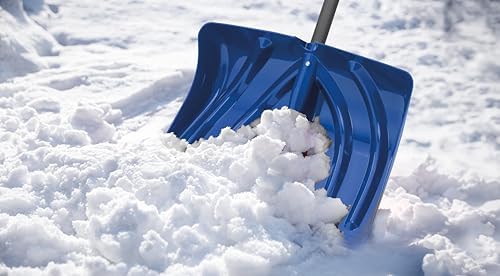 Suncast 18-Inch Snow Shovel and Pusher Combo with Durable Galvanized Steel Wear Strip and Ergonomic D-Grip Handle, Ideal for Driveways, Walkways