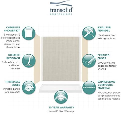 Transolid KSE603272-5477SC-3846 Expressions 32-in x 60-in x 72-in Alcove Shower Kit with Door, Bisque/Cameo and Silver