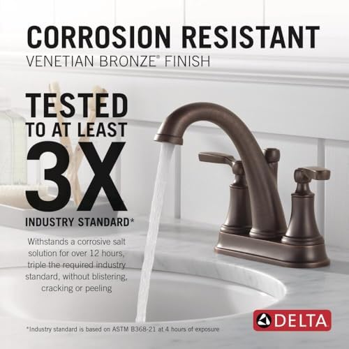 Delta Faucet Woodhurst Centerset Bathroom Faucet, Oil Rubbed Bronze 2-Handle Bathroom Faucet, Delta Bathroom Sink Faucet