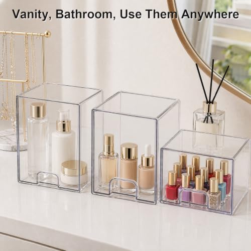 QRRICA Baby Bottle Organizer for Countertop, 5-Piece Stackable Clear Acrylic Storage with Non-Slip Pads & Handles – Large Capacity for Kitchen