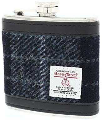 Glen Appin Harris Tweed Hip Flask Gift Boxed (Colour 95 Grey/Black)